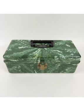 PLANO BEACHCOMBER FISHING TACKLE BOX W/ HINGED TRAY PLASTIC GREEN MARBLE - READ